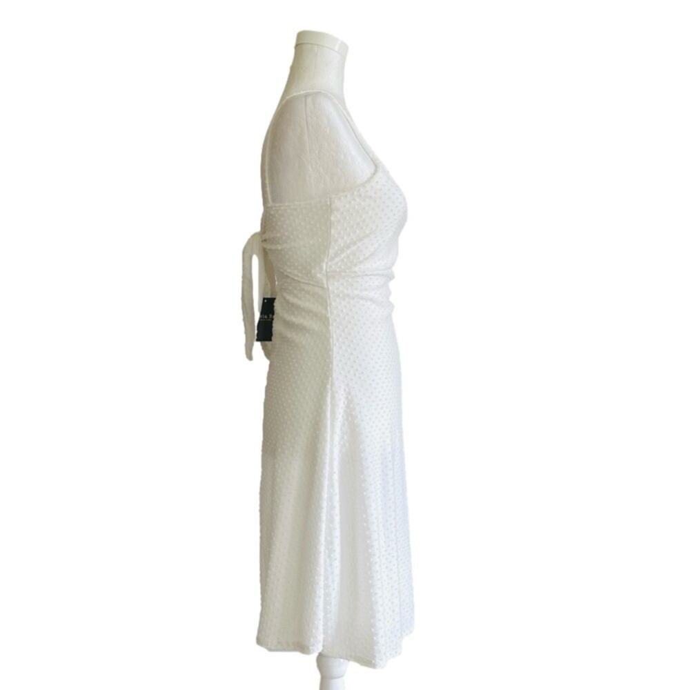Olivia Rae Dress White Texture Swiss Dot Sleeveless Back Knot Tie Mini Small - Picture 4 of 10